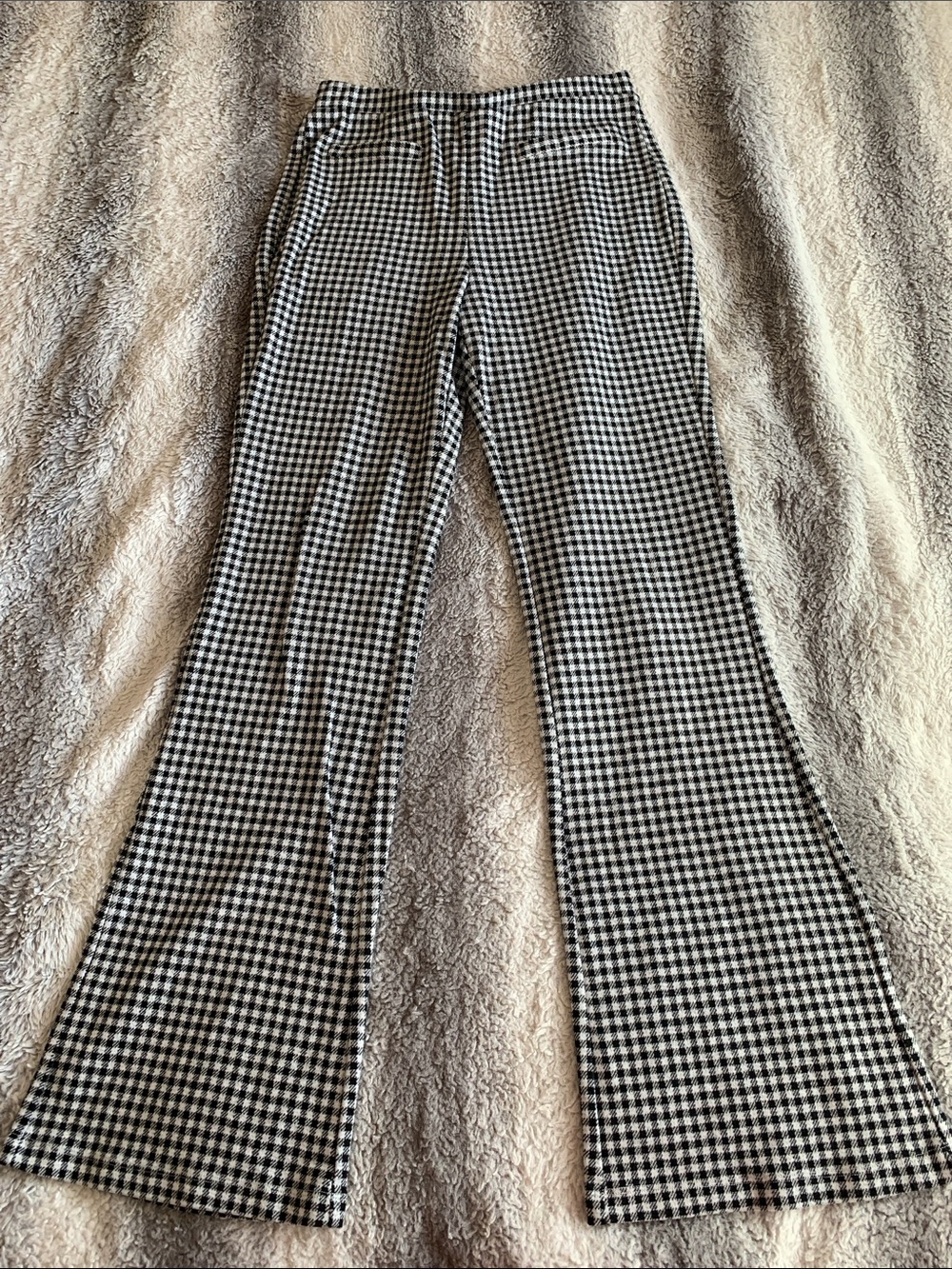 4/$30 Black & White Gingham Flared Pants